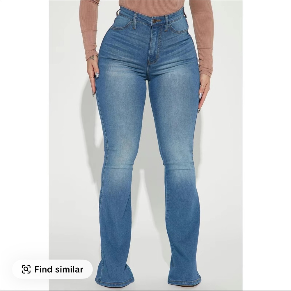 Fashion Nova Deep In My Soul Blue Flare Jeans